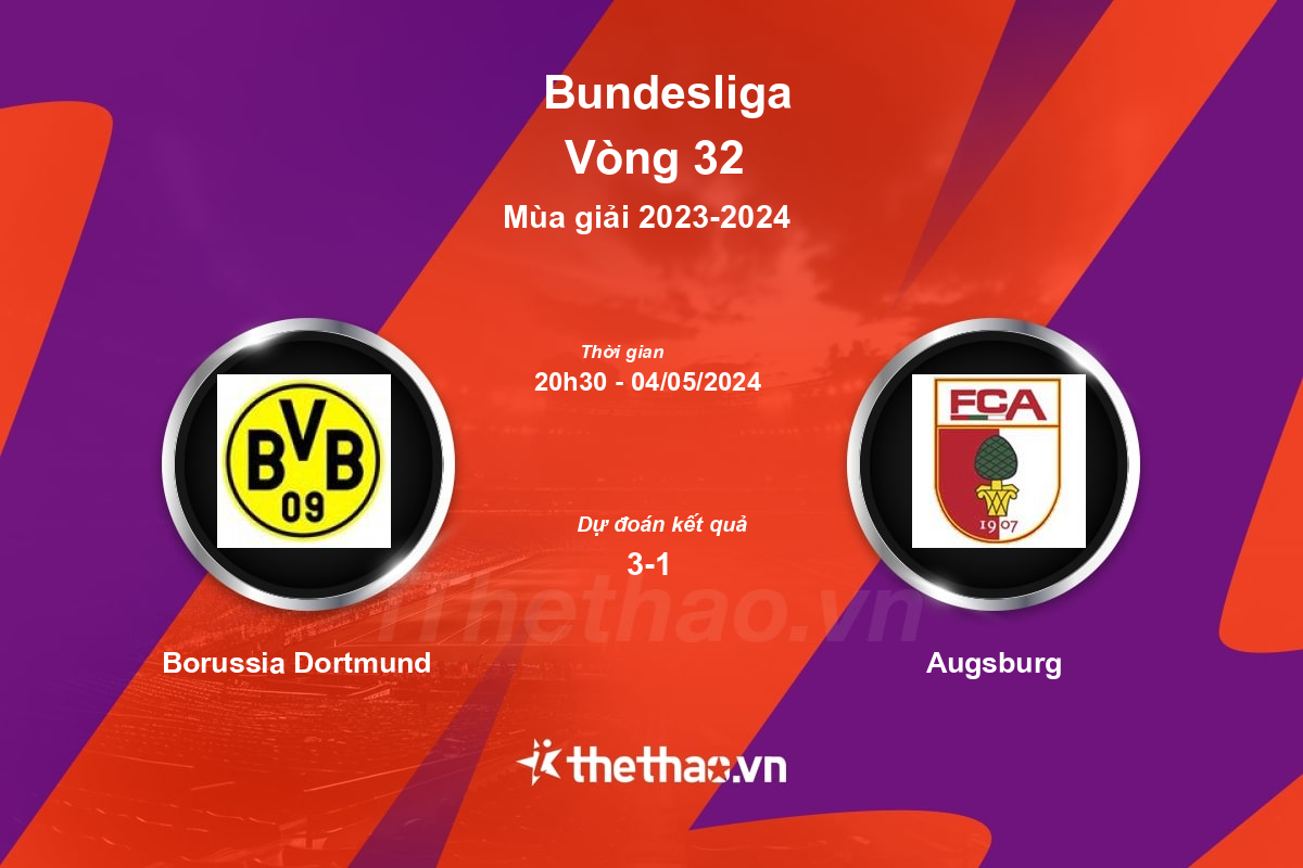 Nhận định, soi kèo Borussia Dortmund vs Augsburg, 20:30 ngày 04/05/2024 Bundesliga 2023-2024