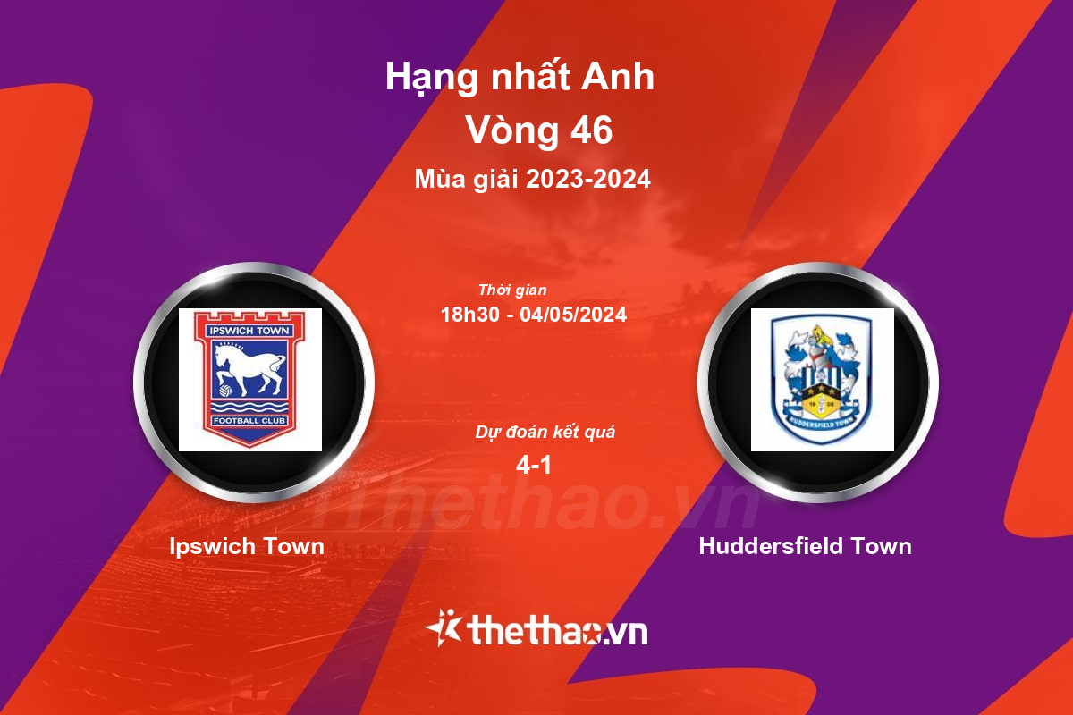 Nhận định, soi kèo Ipswich Town vs Huddersfield Town, 18:30 ngày 04/05/2024 Hạng nhất Anh 2023-2024