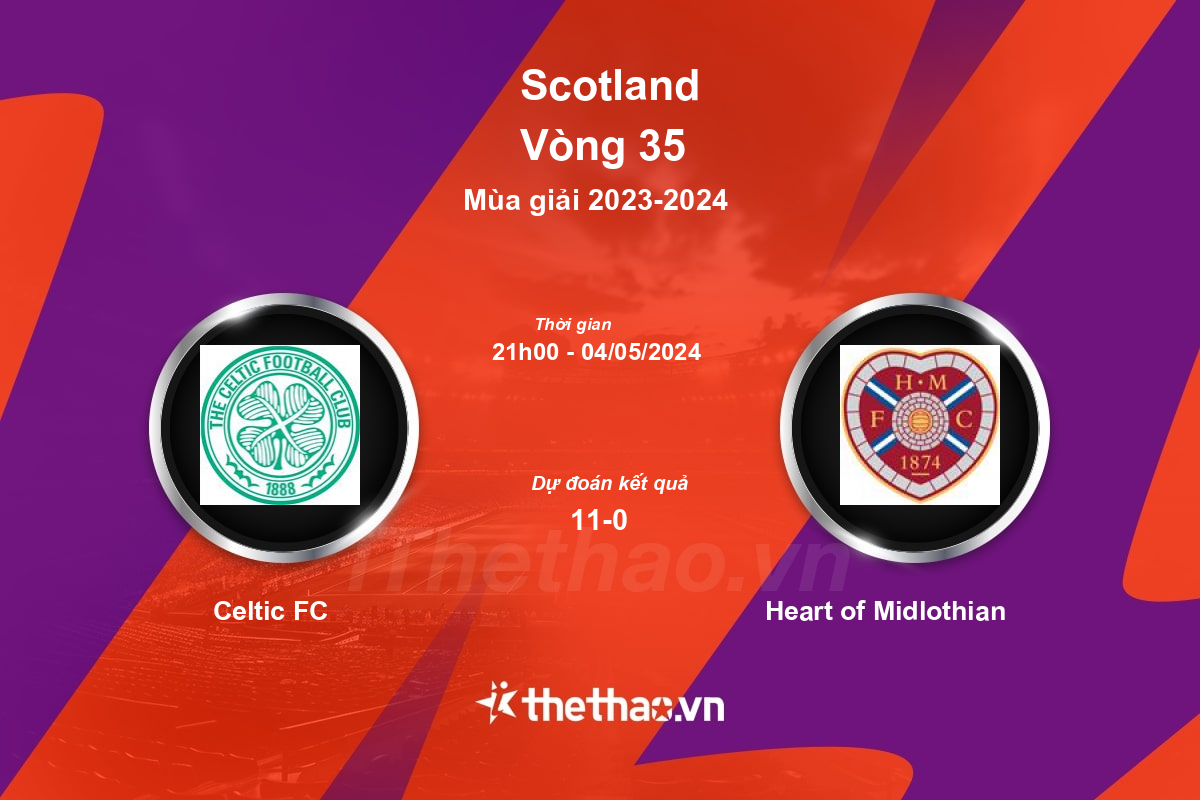Nhận định, soi kèo Celtic FC vs Heart of Midlothian, 21:00 ngày 04/05/2024 Scotland 2023-2024