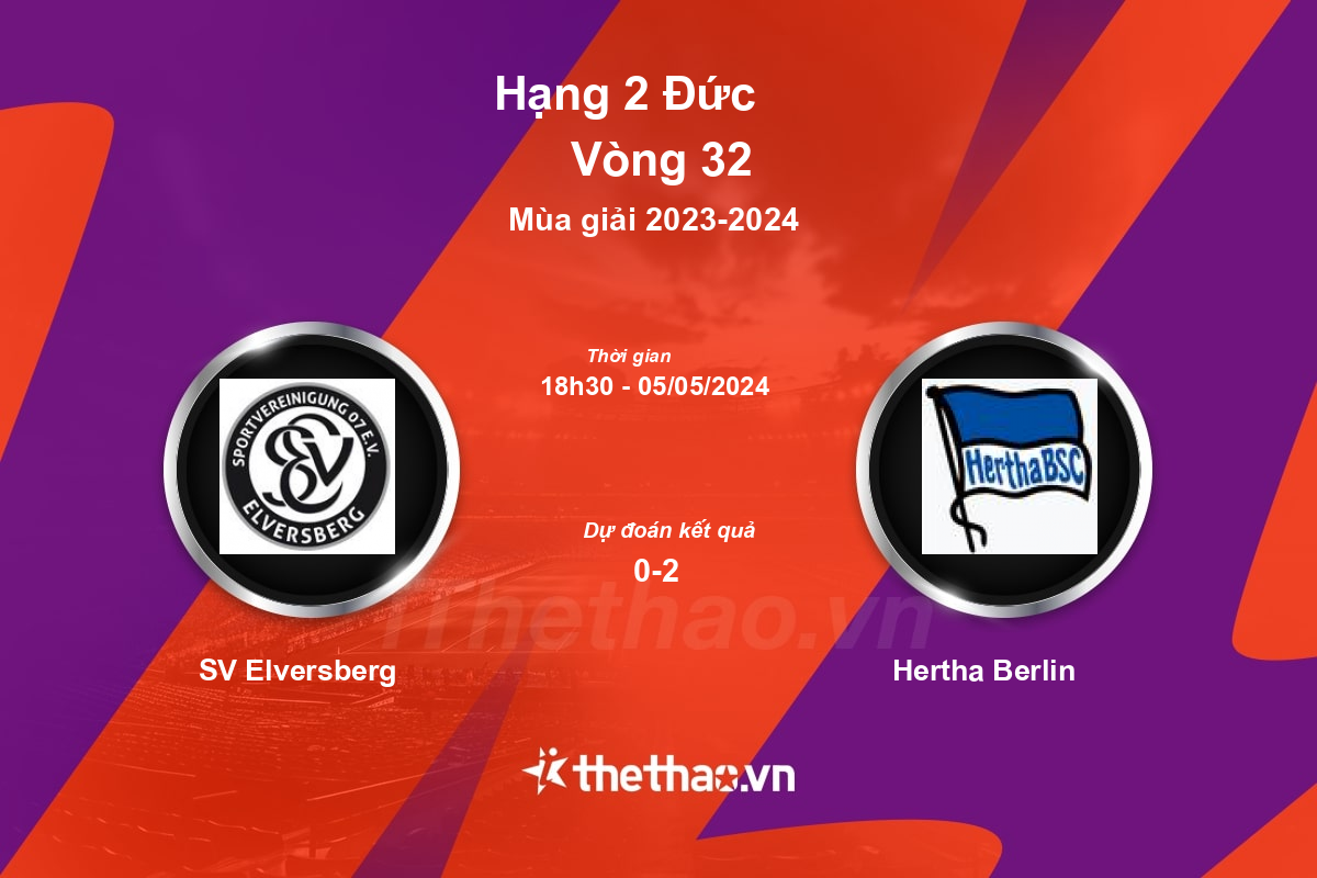 Nhận định, soi kèo SV Elversberg vs Hertha Berlin, 18:30 ngày 05/05/2024 Hạng 2 Đức 2023-2024
