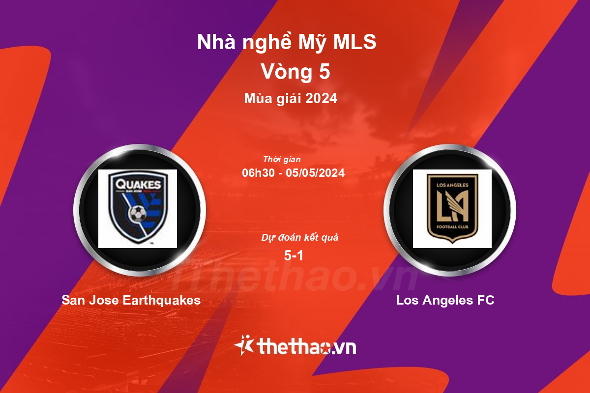 Nhận định, soi kèo San Jose Earthquakes vs Los Angeles FC, 06:30 ngày 05/05/2024 Nhà nghề Mỹ MLS 2024