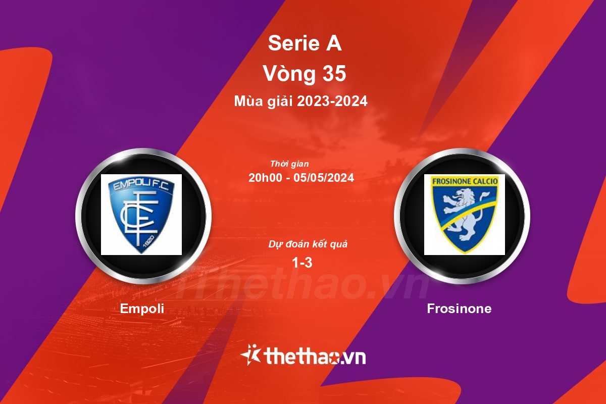 Nhận định, soi kèo Empoli vs Frosinone, 20:00 ngày 05/05/2024 Serie A 2023-2024