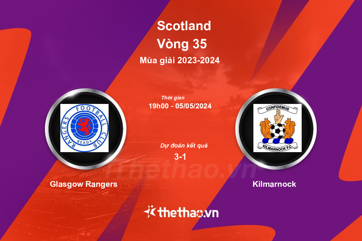 Nhận định, soi kèo Glasgow Rangers vs Kilmarnock, 19:00 ngày 05/05/2024 Scotland 2023-2024