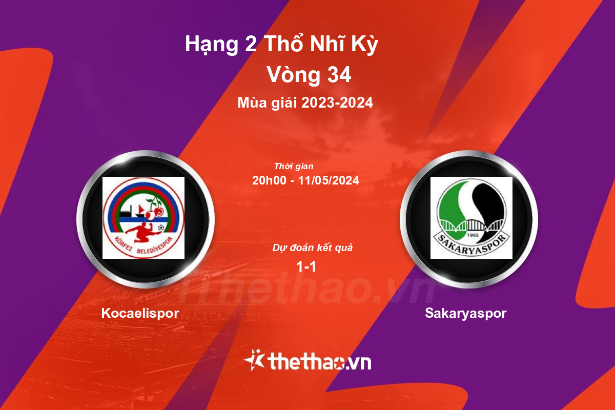 Nhận định, soi kèo Kocaelispor vs Sakaryaspor, 20:00 ngày 11/05/2024 Hạng 2 Thổ Nhĩ Kỳ 2023-2024