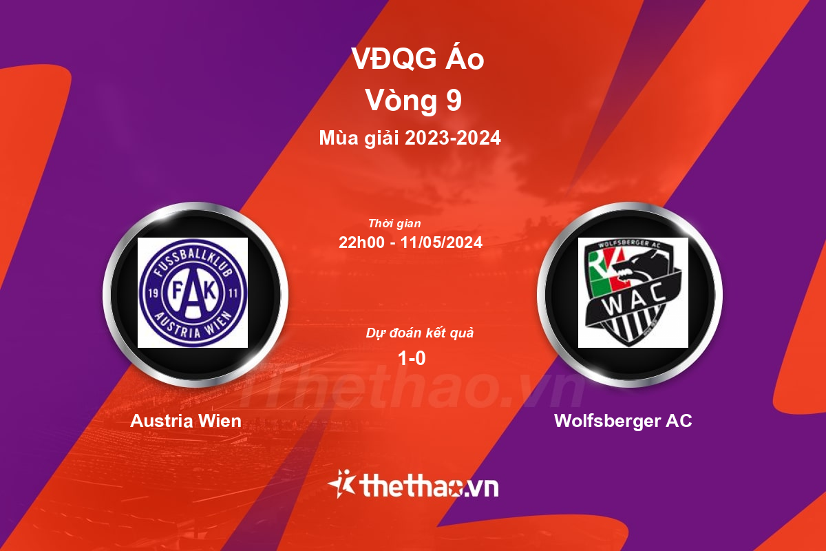 Nhận định, soi kèo Austria Wien vs Wolfsberger AC, 22:00 ngày 11/05/2024 VĐQG Áo 2023-2024