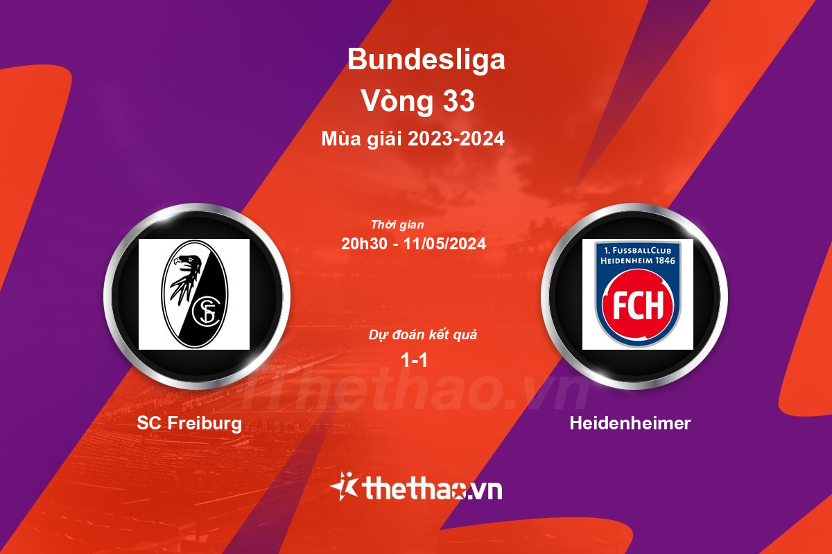 Nhận định, soi kèo SC Freiburg vs Heidenheimer, 20:30 ngày 11/05/2024 Bundesliga 2023-2024