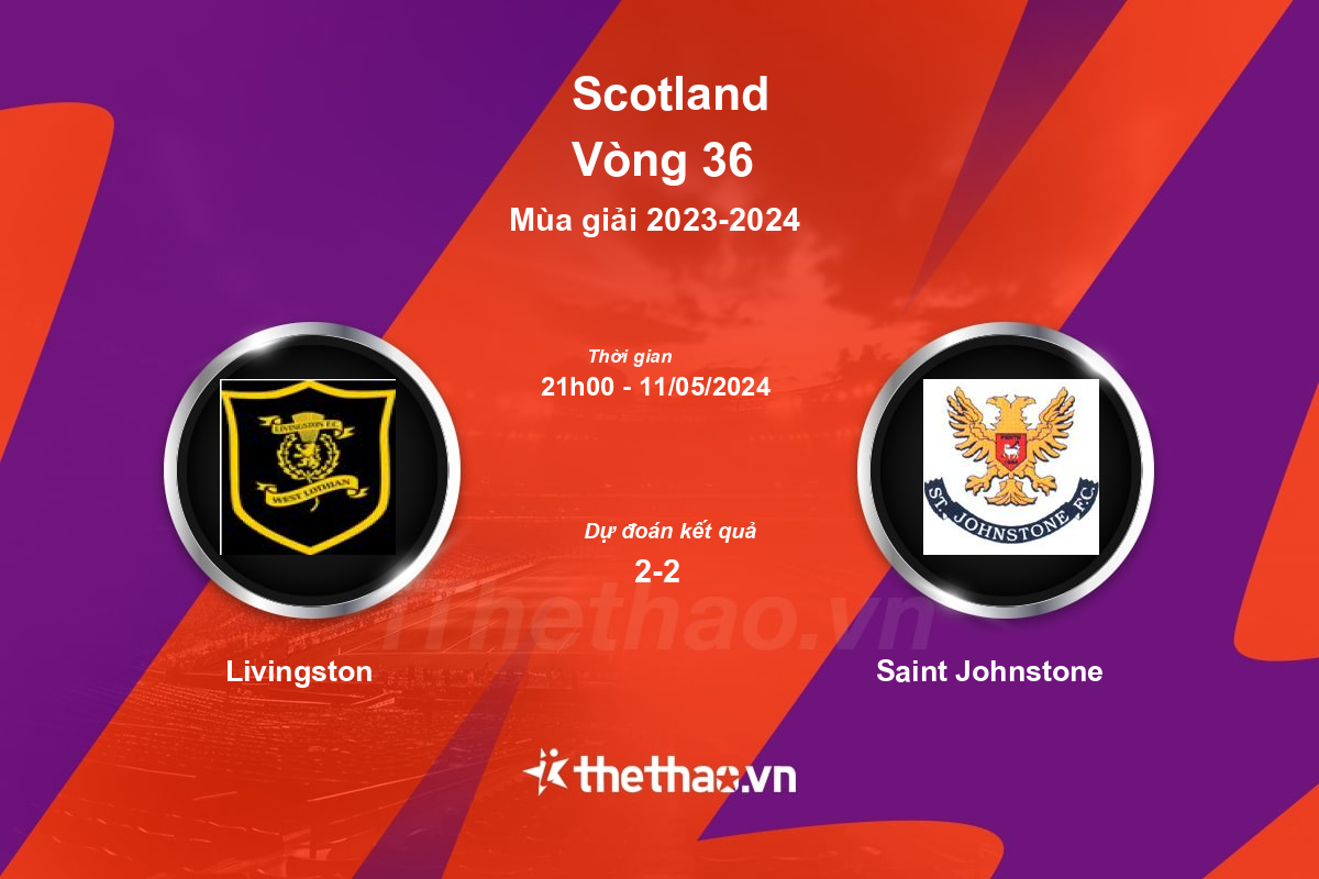 Nhận định, soi kèo Livingston vs Saint Johnstone, 21:00 ngày 11/05/2024 Scotland 2023-2024
