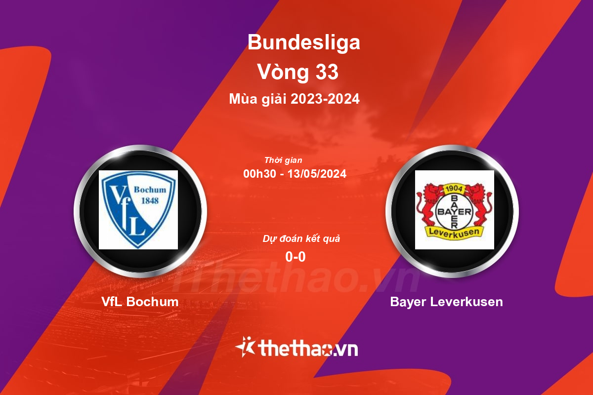 Nhận định, soi kèo VfL Bochum vs Bayer Leverkusen, 00:30 ngày 13/05/2024 Bundesliga 2023-2024