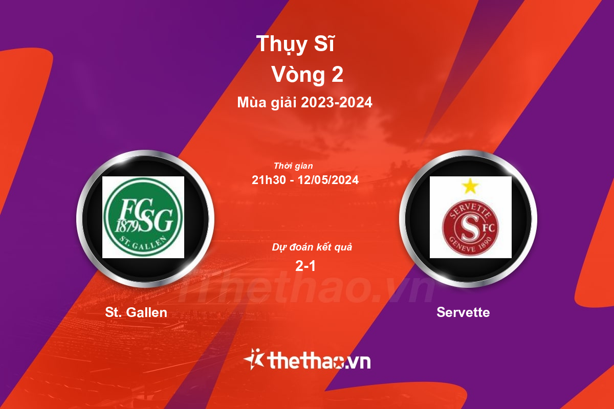 Nhận định, soi kèo St. Gallen vs Servette, 21:30 ngày 12/05/2024 Thụy Sĩ 2023-2024