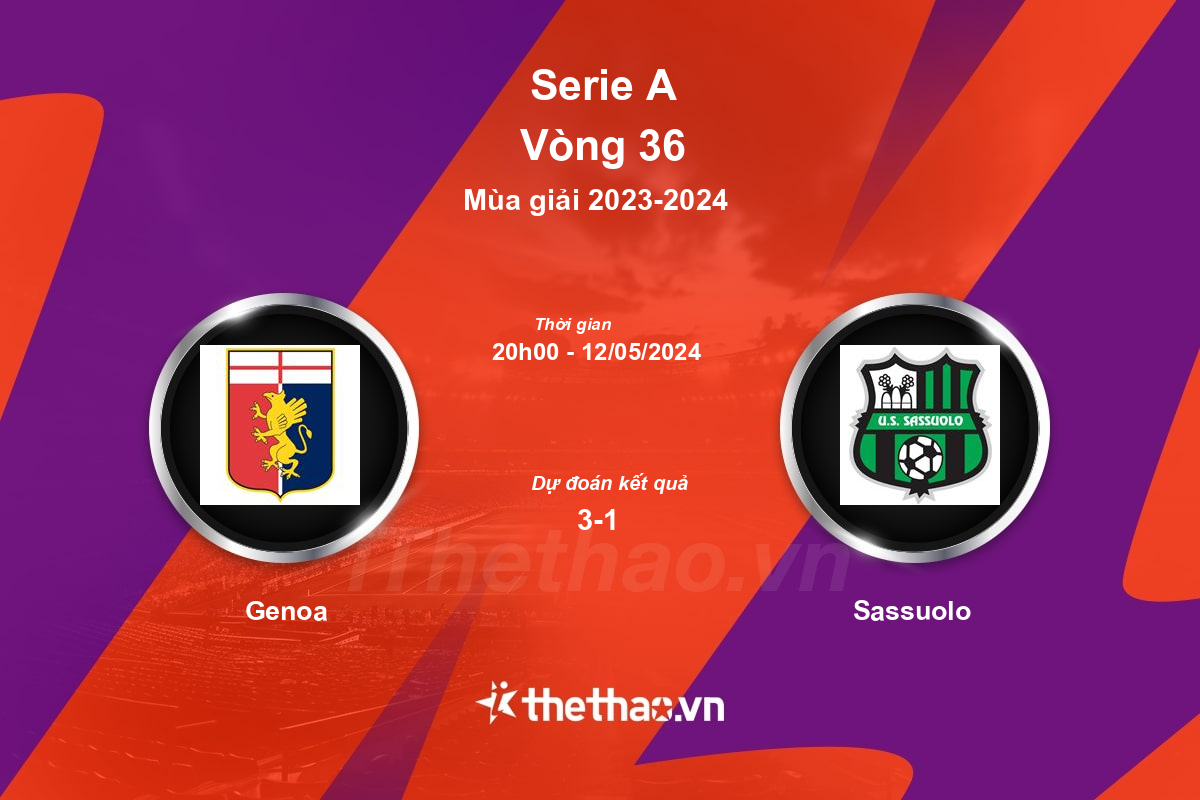 Nhận định, soi kèo Genoa vs Sassuolo, 20:00 ngày 12/05/2024 Serie A 2023-2024