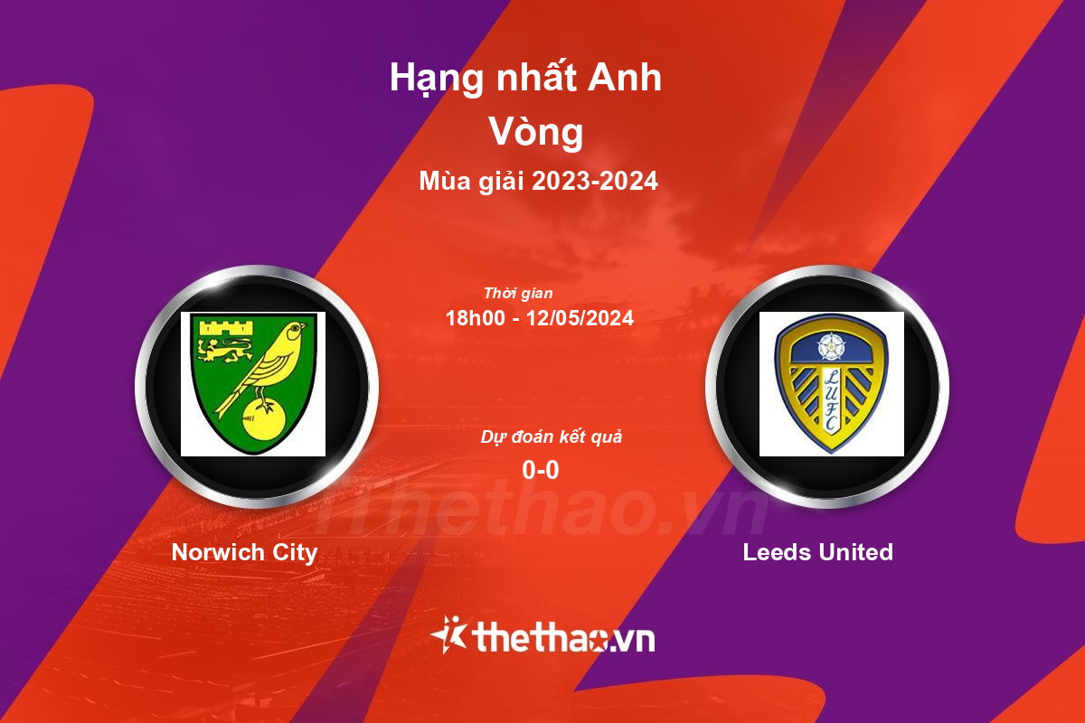 Nhận định, soi kèo Norwich City vs Leeds United, 18:00 ngày 12/05/2024 Hạng nhất Anh 2023-2024