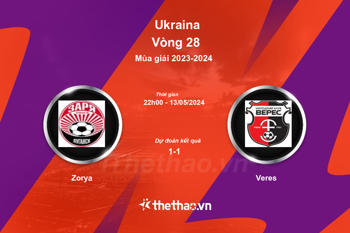 Nhận định, soi kèo Zorya vs Veres, 22:00 ngày 13/05/2024 Ukraina 2023-2024