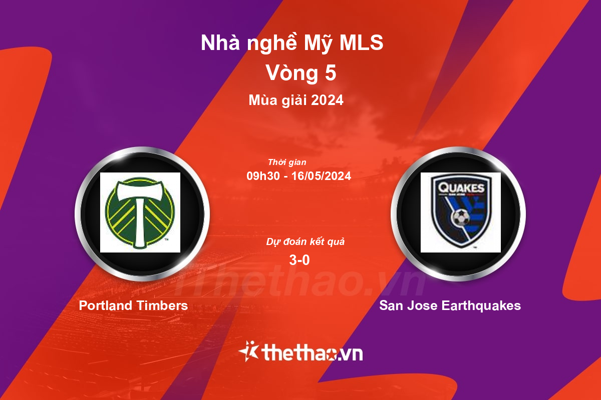 Nhận định, soi kèo Portland Timbers vs San Jose Earthquakes, 09:30 ngày 16/05/2024 Nhà nghề Mỹ MLS 2024