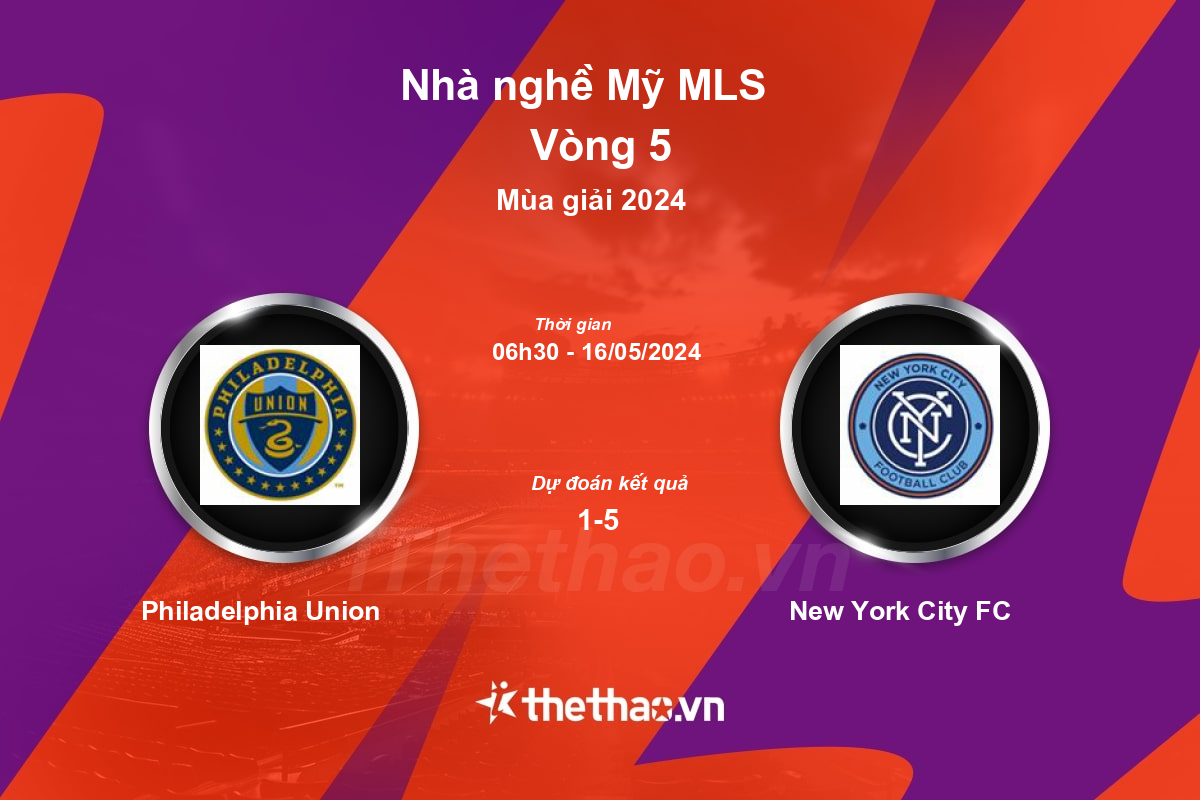 Nhận định, soi kèo Philadelphia Union vs New York City FC, 06:30 ngày 16/05/2024 Nhà nghề Mỹ MLS 2024