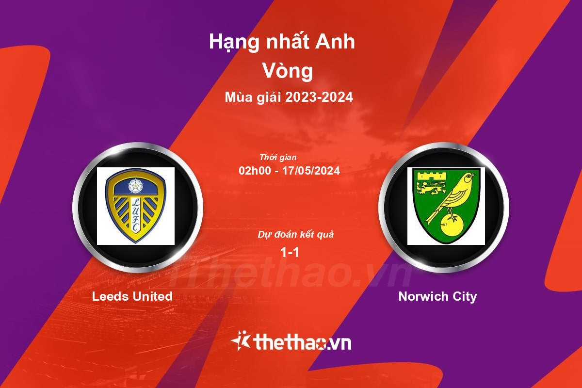 Nhận định, soi kèo Leeds United vs Norwich City, 02:00 ngày 17/05/2024 Hạng nhất Anh 2023-2024