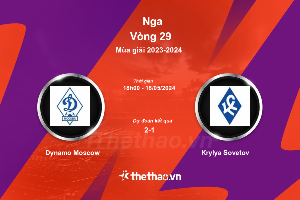 Nhận định, soi kèo Dynamo Moscow vs Krylya Sovetov, 18:00 ngày 18/05/2024 Nga 2023-2024