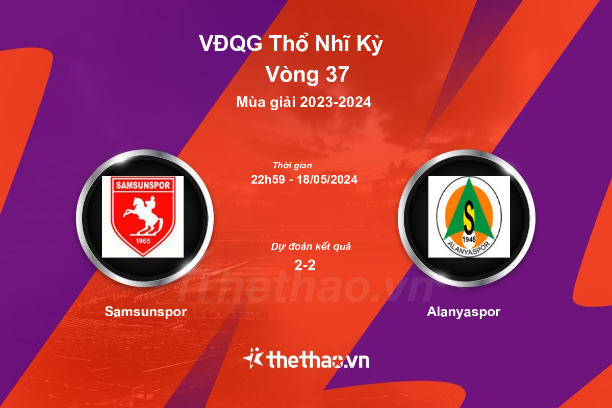 Nhận định, soi kèo Samsunspor vs Alanyaspor, 22:59 ngày 18/05/2024 VĐQG Thổ Nhĩ Kỳ 2023-2024