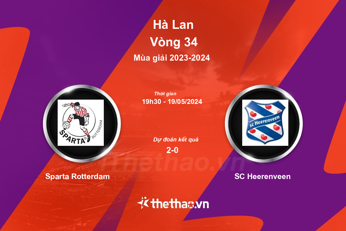Nhận định, soi kèo Sparta Rotterdam vs SC Heerenveen, 19:30 ngày 19/05/2024 Hà Lan 2023-2024