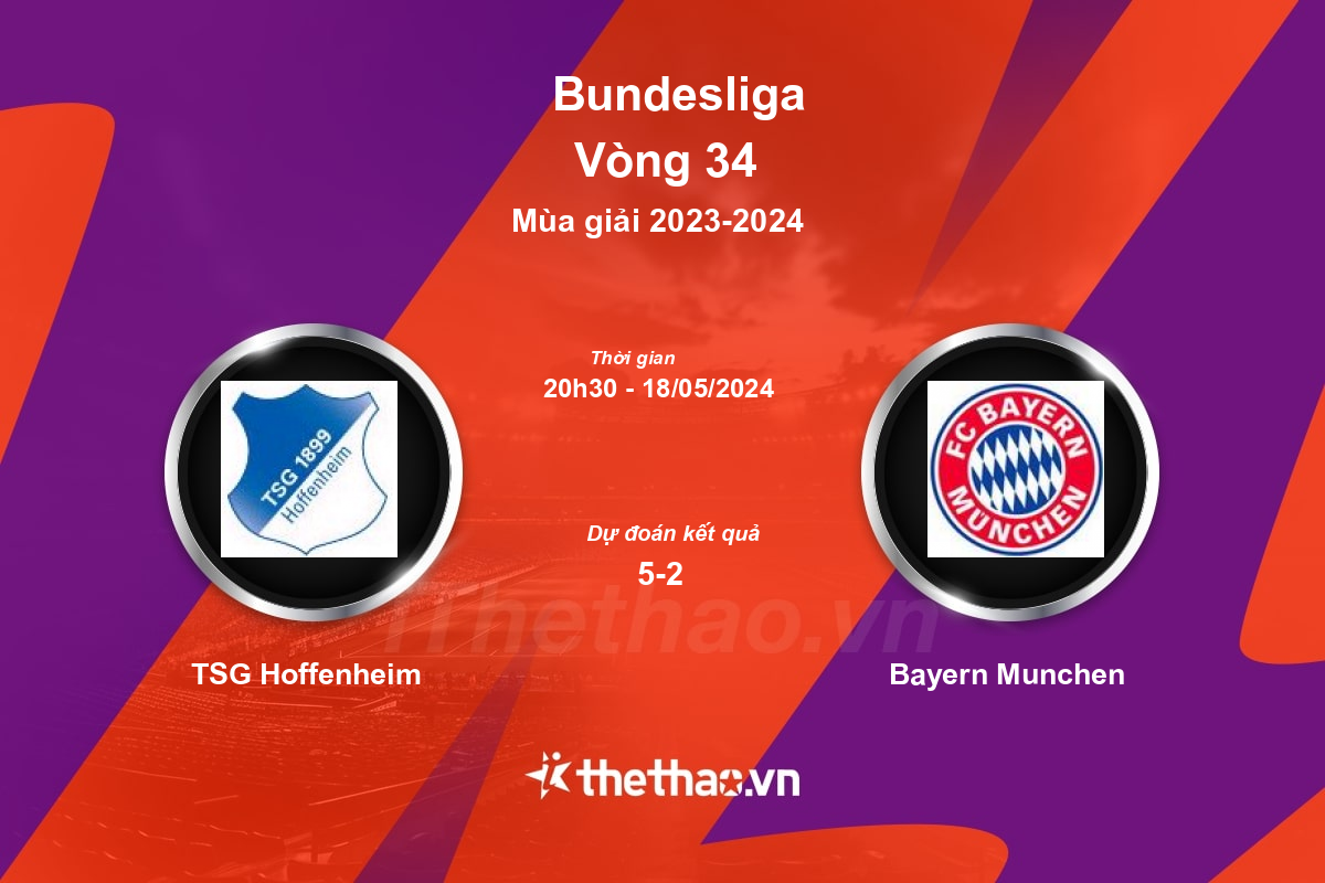Nhận định, soi kèo TSG Hoffenheim vs Bayern Munchen, 20:30 ngày 18/05/2024 Bundesliga 2023-2024