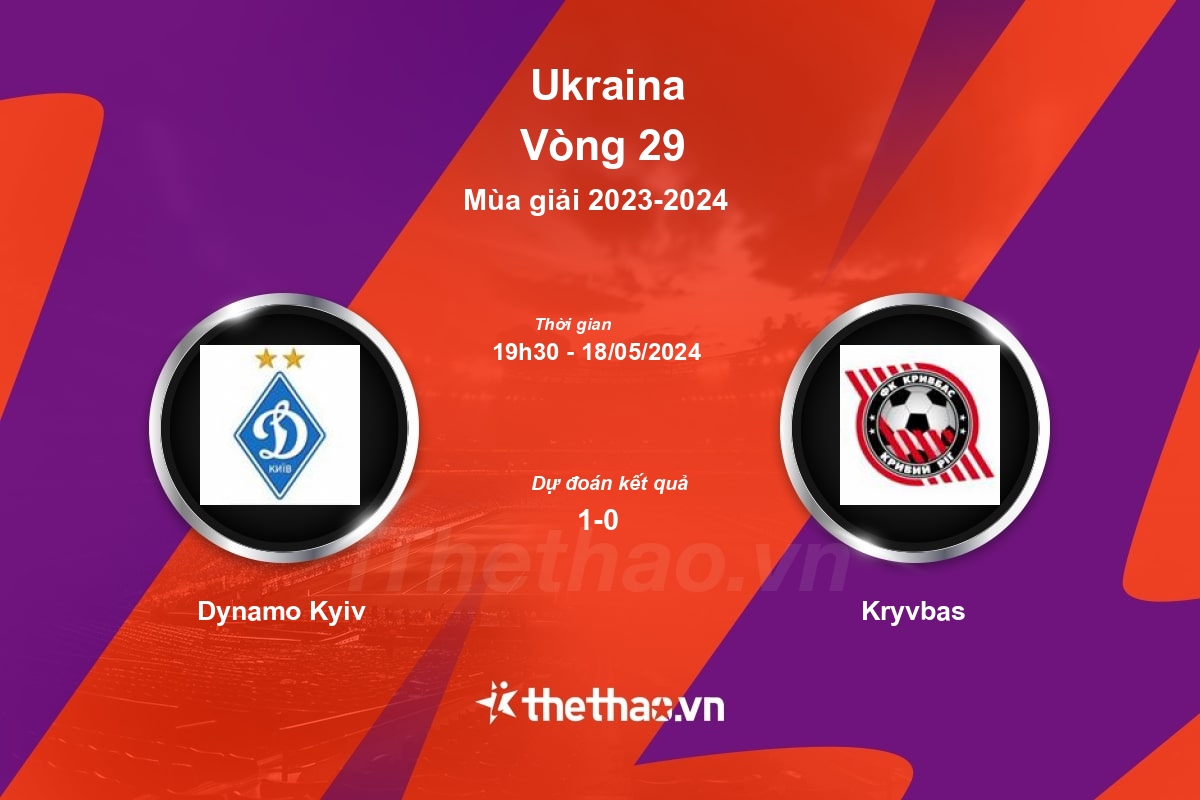 Nhận định, soi kèo Dynamo Kyiv vs Kryvbas, 19:30 ngày 18/05/2024 Ukraina 2023-2024