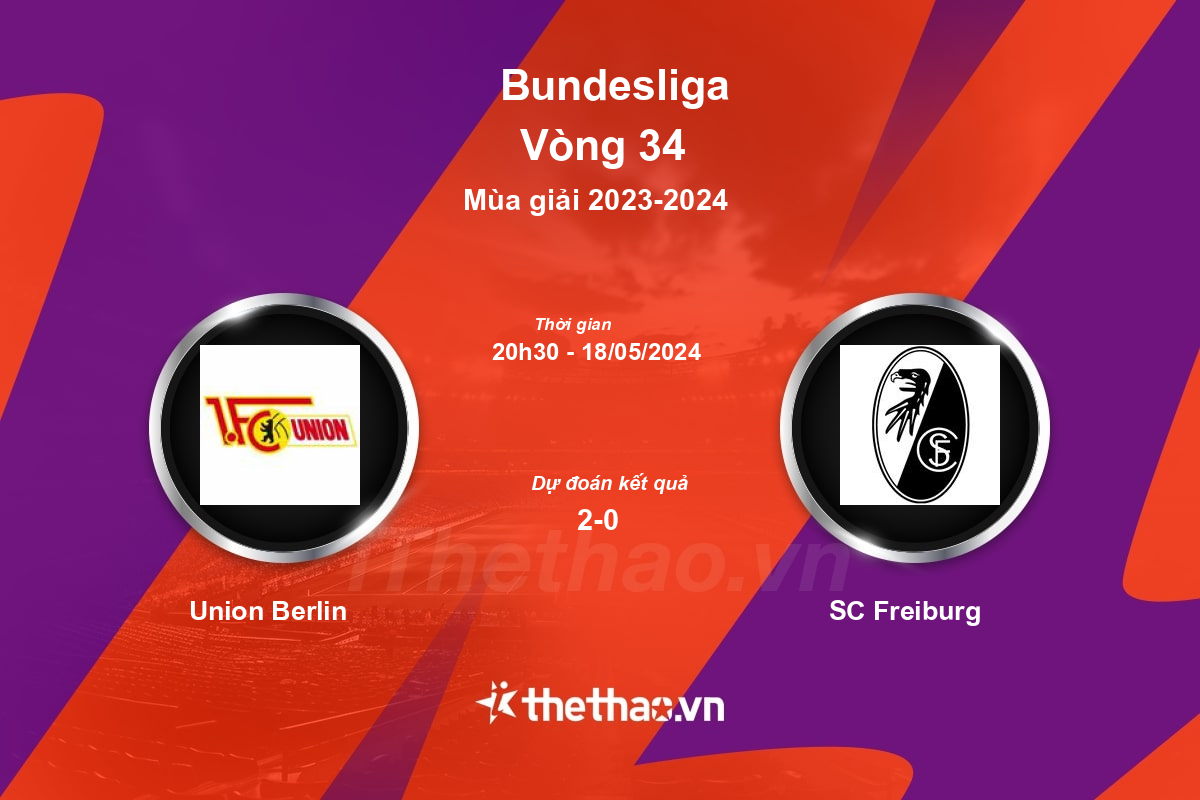 Nhận định, soi kèo Union Berlin vs SC Freiburg, 20:30 ngày 18/05/2024 Bundesliga 2023-2024