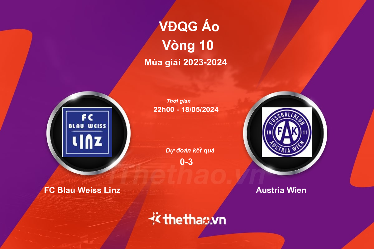 Nhận định, soi kèo FC Blau Weiss Linz vs Austria Wien, 22:00 ngày 18/05/2024 VĐQG Áo 2023-2024