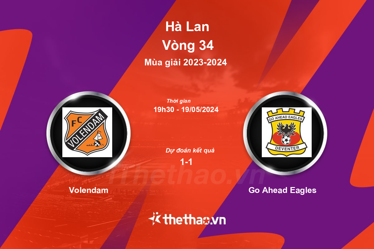 Nhận định, soi kèo Volendam vs Go Ahead Eagles, 19:30 ngày 19/05/2024 Hà Lan 2023-2024