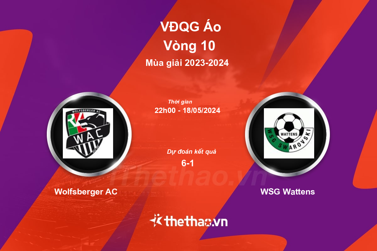 Nhận định, soi kèo Wolfsberger AC vs WSG Wattens, 22:00 ngày 18/05/2024 VĐQG Áo 2023-2024