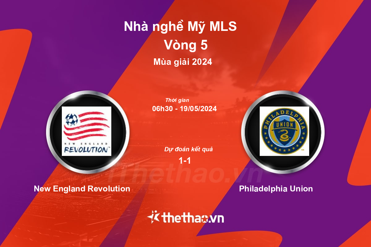 Nhận định, soi kèo New England Revolution vs Philadelphia Union, 06:30 ngày 19/05/2024 Nhà nghề Mỹ MLS 2024