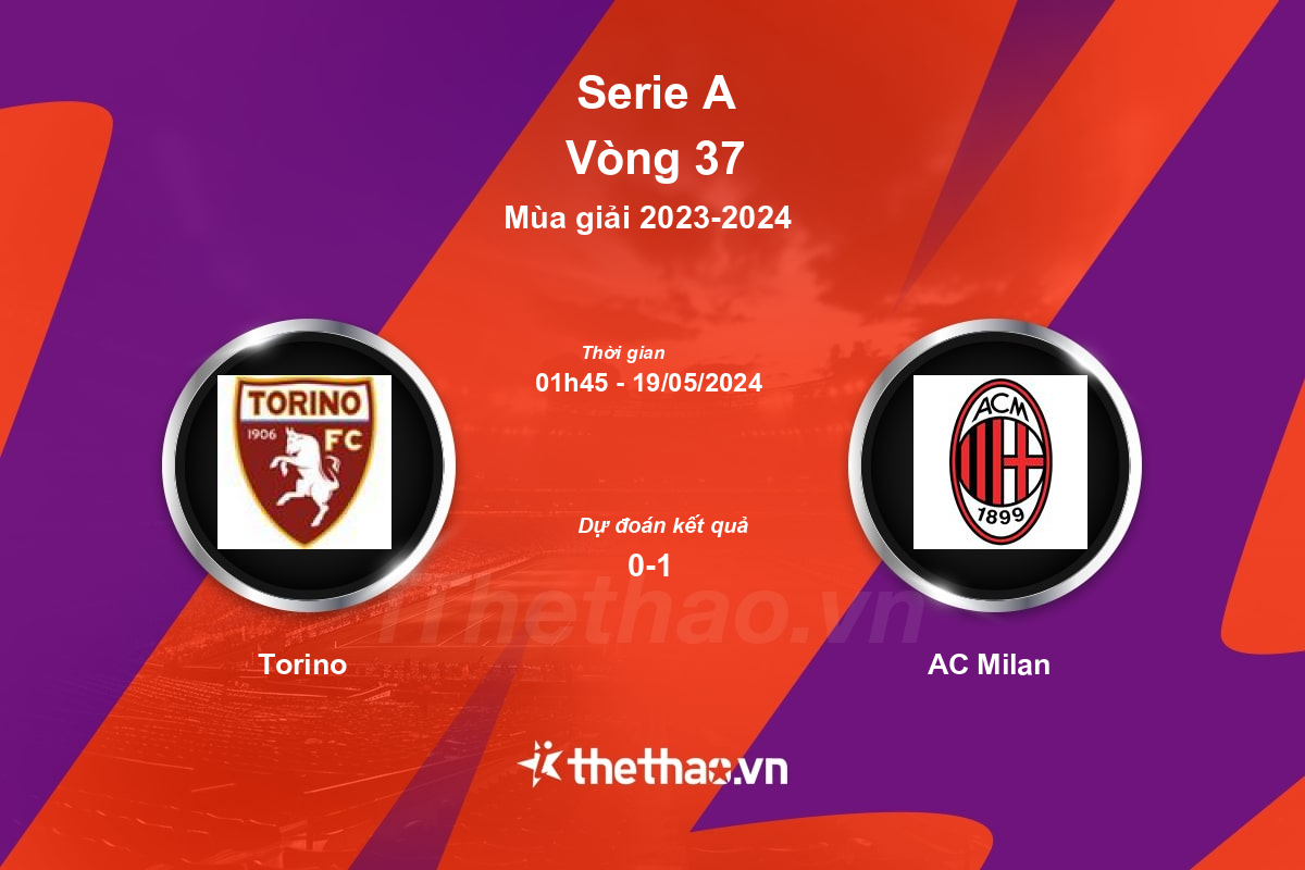 Nhận định, soi kèo Torino vs AC Milan, 01:45 ngày 19/05/2024 Serie A 2023-2024