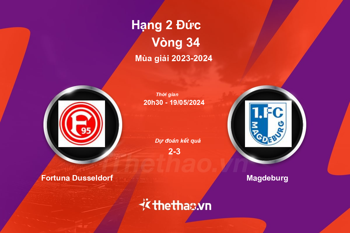 Nhận định, soi kèo Fortuna Dusseldorf vs Magdeburg, 20:30 ngày 19/05/2024 Hạng 2 Đức 2023-2024