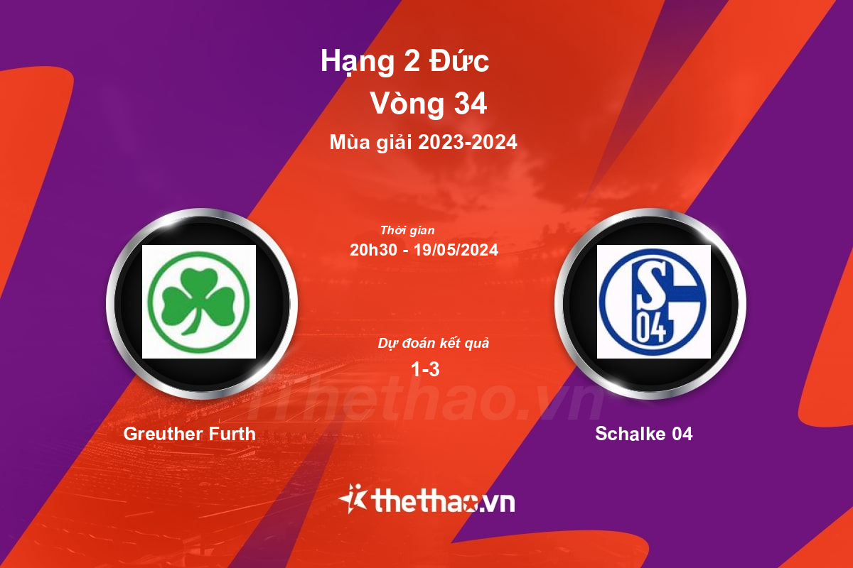 Nhận định, soi kèo Greuther Furth vs Schalke 04, 20:30 ngày 19/05/2024 Hạng 2 Đức 2023-2024