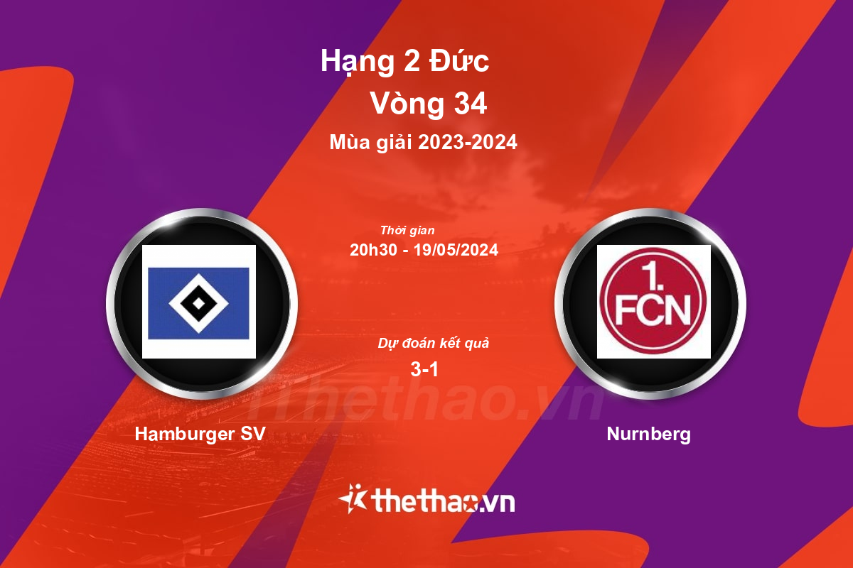 Nhận định, soi kèo Hamburger SV vs Nurnberg, 20:30 ngày 19/05/2024 Hạng 2 Đức 2023-2024