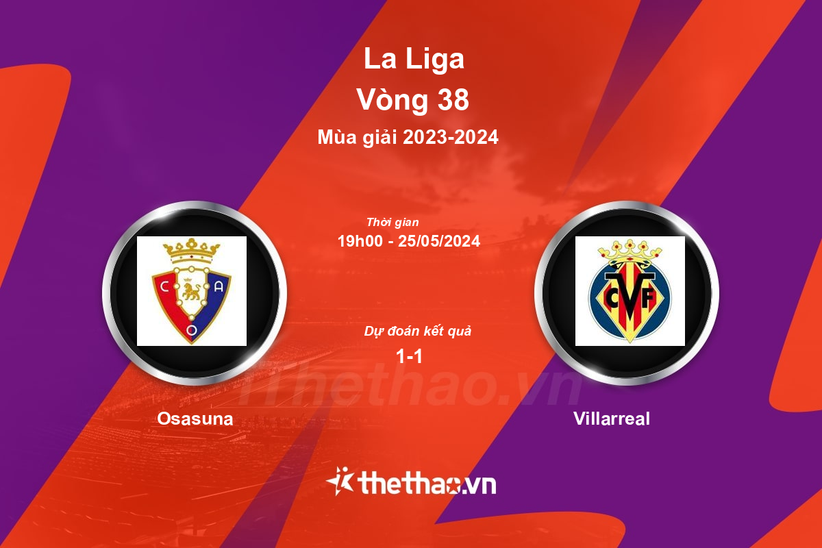 Nhận định, soi kèo Osasuna vs Villarreal, 19:00 ngày 25/05/2024 La Liga 2023-2024