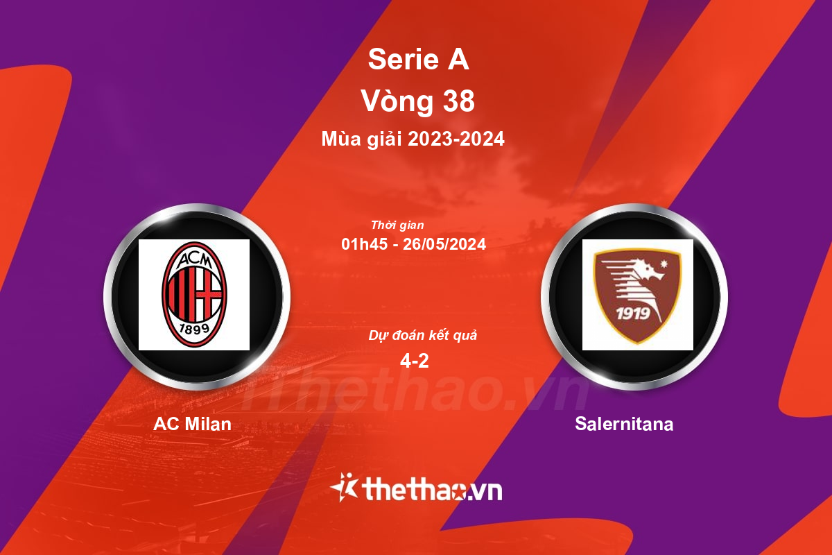 Nhận định, soi kèo AC Milan vs Salernitana, 01:45 ngày 26/05/2024 Serie A 2023-2024
