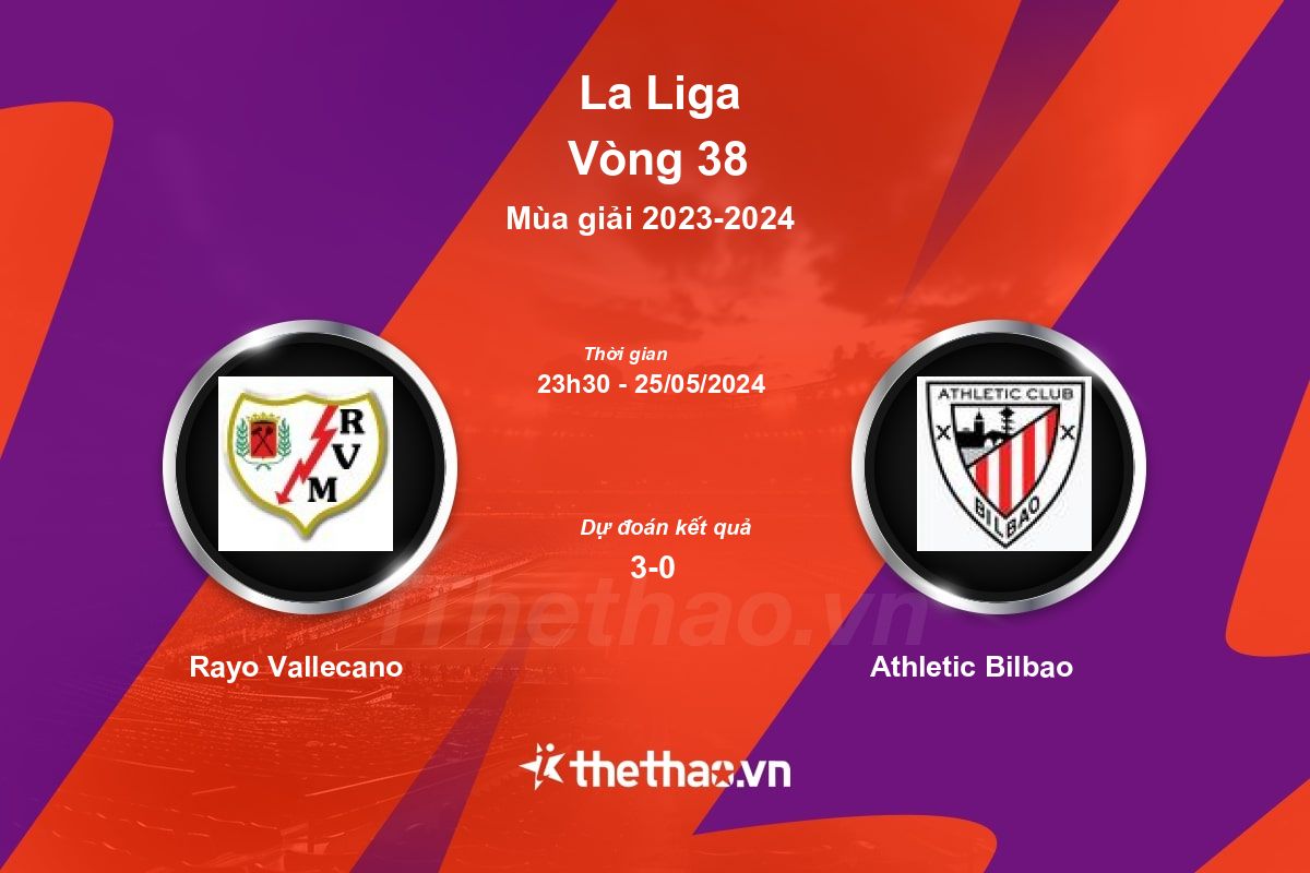 Nhận định, soi kèo Rayo Vallecano vs Athletic Bilbao, 23:30 ngày 25/05/2024 La Liga 2023-2024
