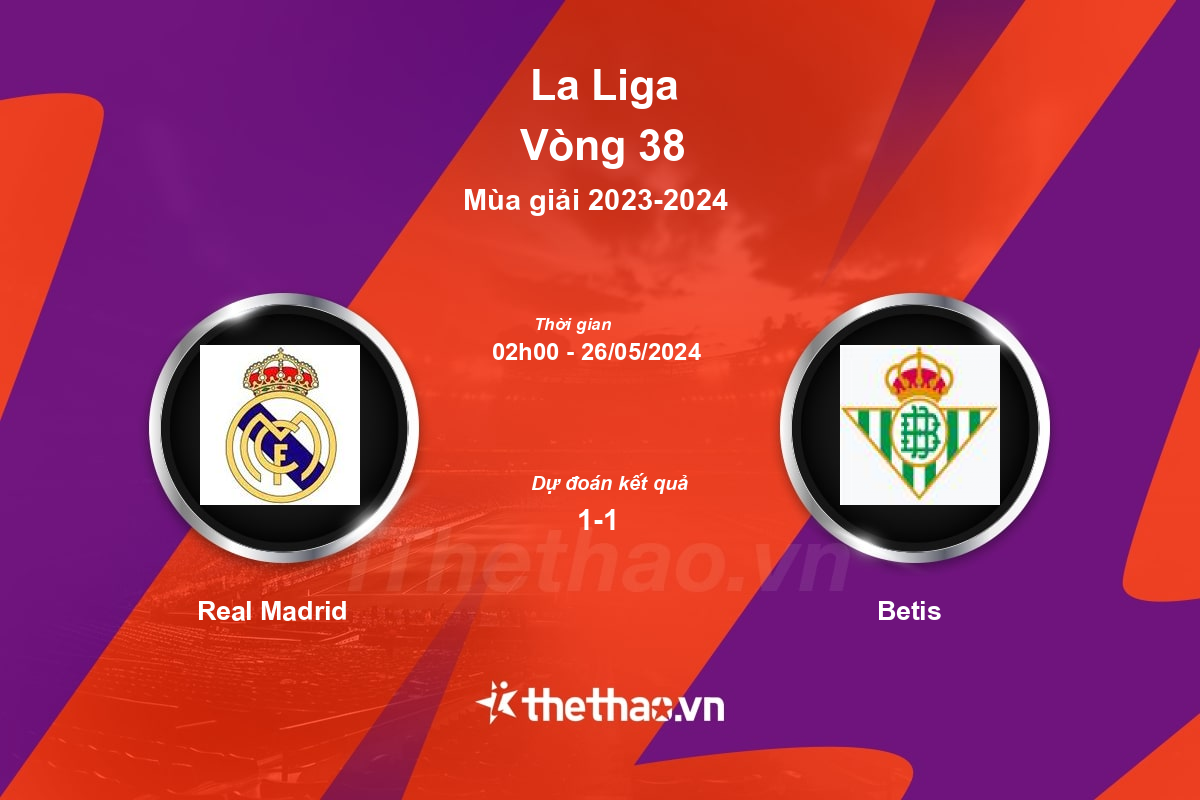 Nhận định, soi kèo Real Madrid vs Betis, 02:00 ngày 26/05/2024 La Liga 2023-2024