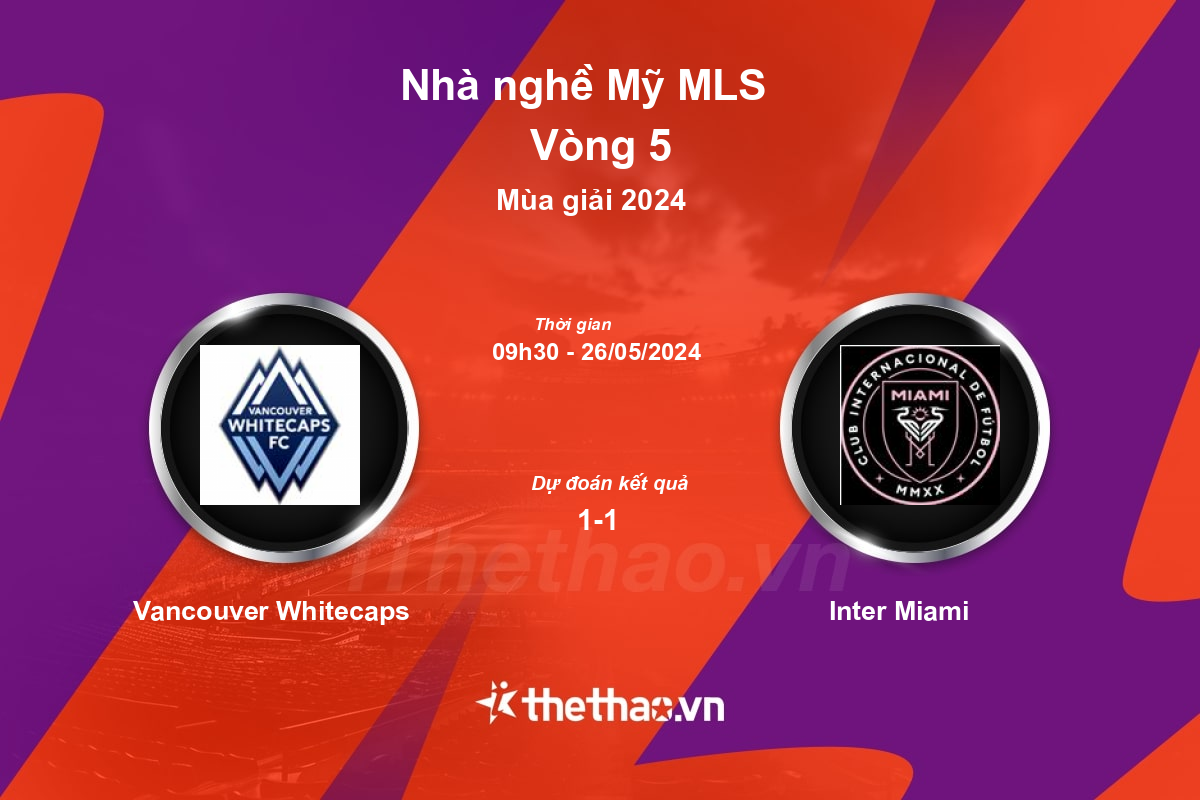 Nhận định, soi kèo Vancouver Whitecaps vs Inter Miami, 09:30 ngày 26/05/2024 Nhà nghề Mỹ MLS 2024