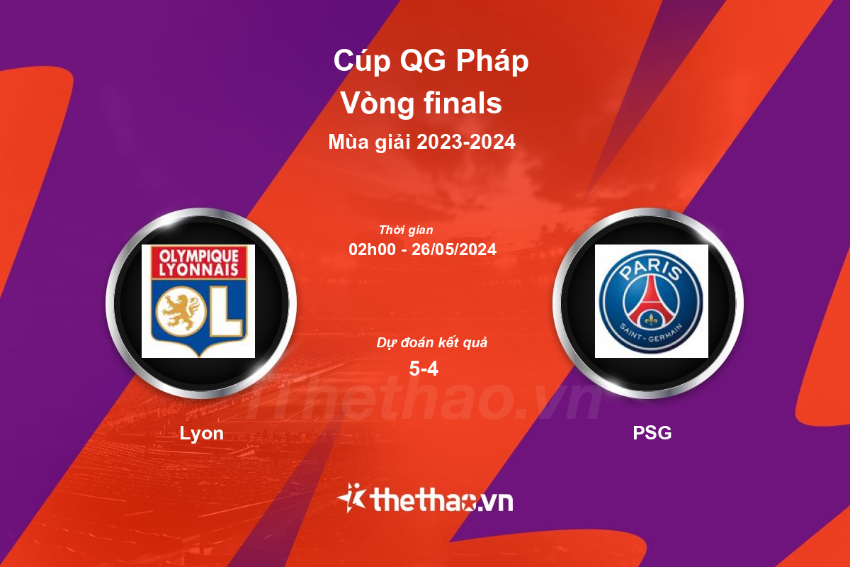 Nhận định, soi kèo Lyon vs PSG, 02:00 ngày 26/05/2024 Cúp QG Pháp 2023-2024