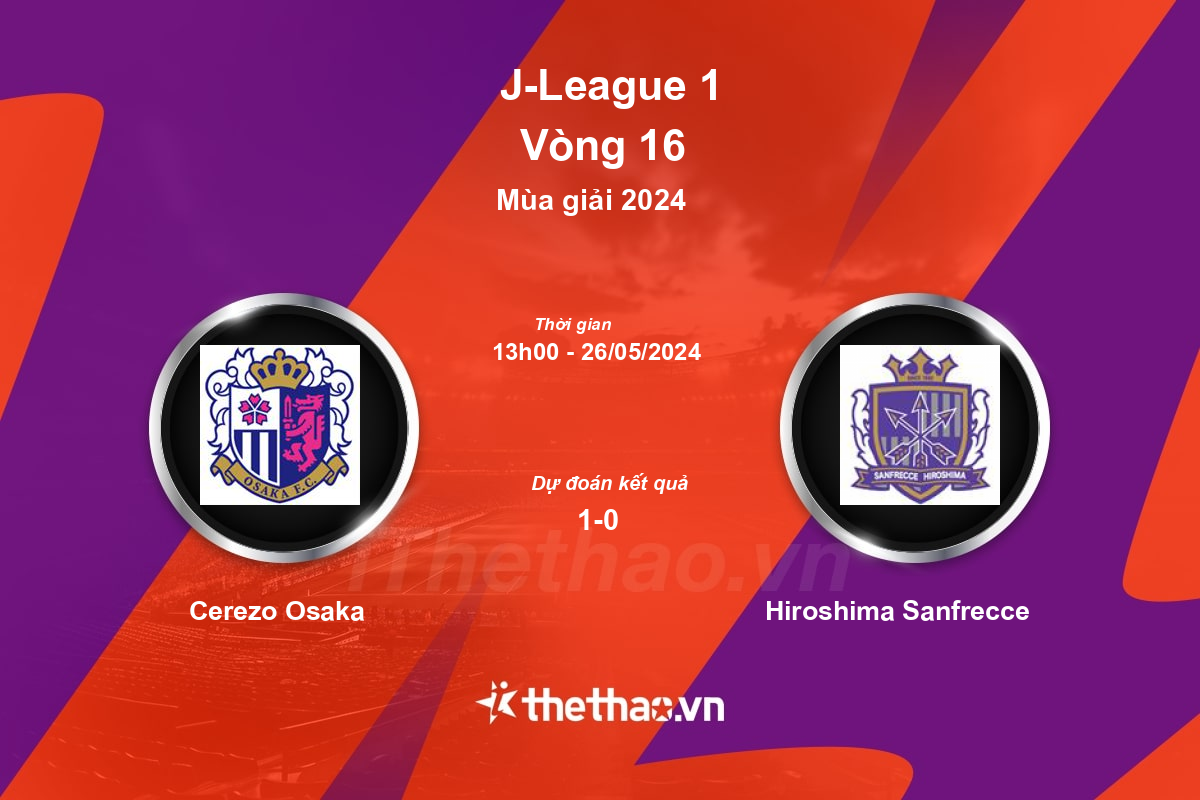 Nhận định, soi kèo Cerezo Osaka vs Hiroshima Sanfrecce, 13:00 ngày 26/05/2024 J-League 1 2024