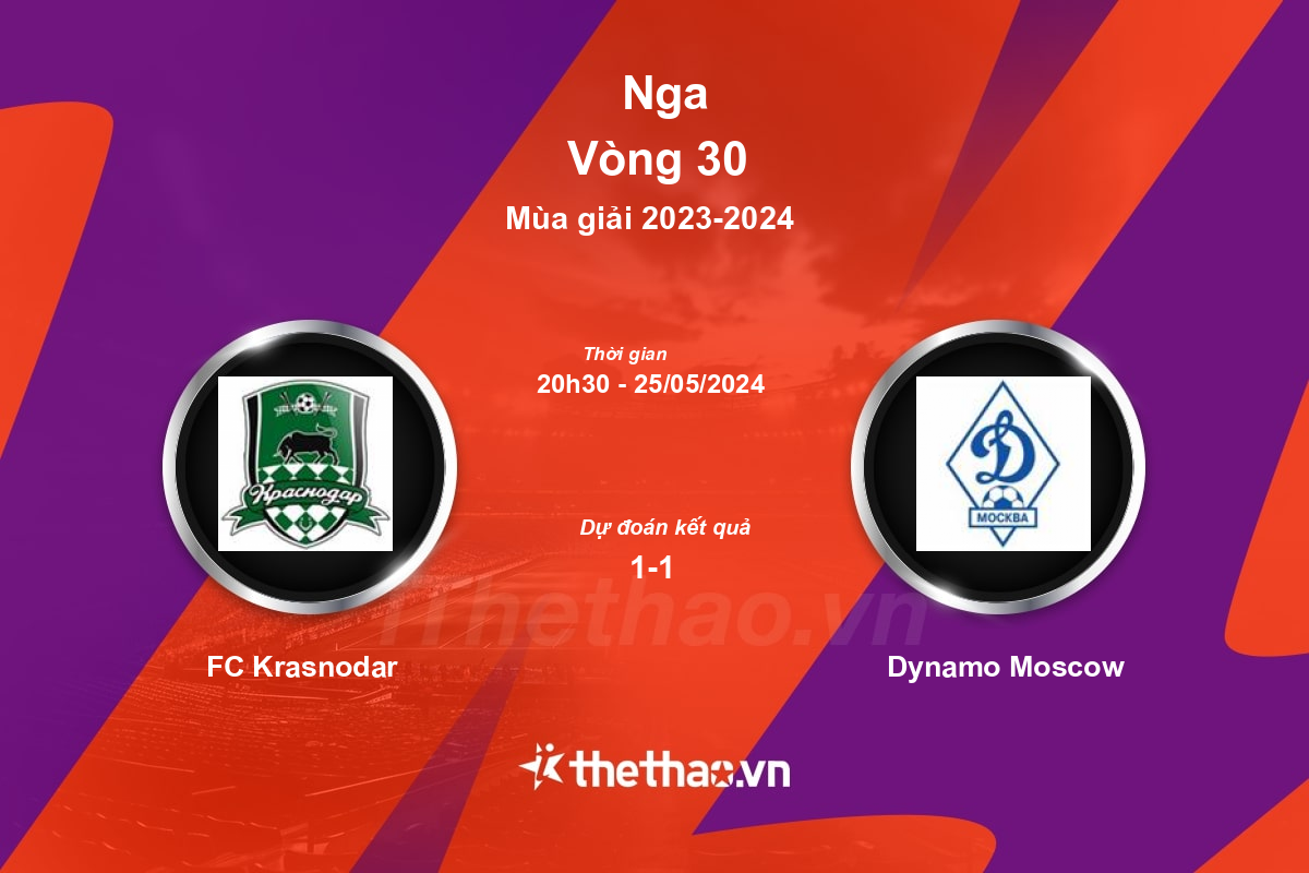 Nhận định, soi kèo FC Krasnodar vs Dynamo Moscow, 20:30 ngày 25/05/2024 Nga 2023-2024