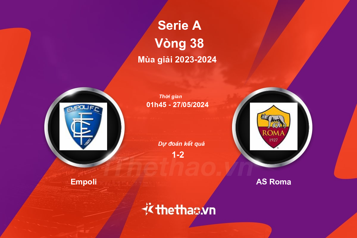 Nhận định, soi kèo Empoli vs AS Roma, 01:45 ngày 27/05/2024 Serie A 2023-2024