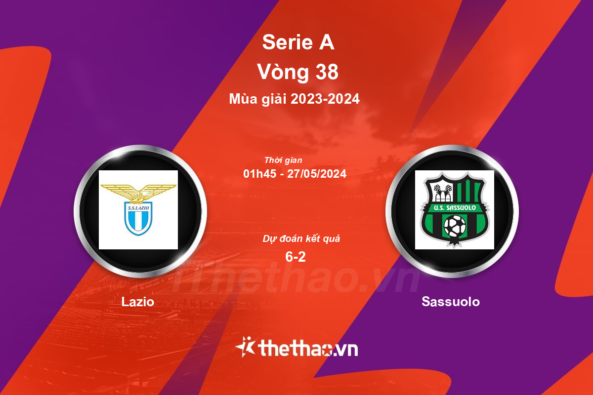 Nhận định, soi kèo Lazio vs Sassuolo, 01:45 ngày 27/05/2024 Serie A 2023-2024