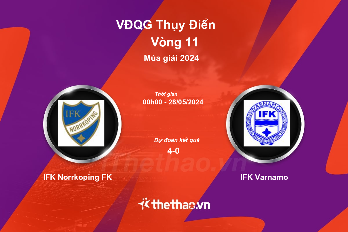 Nhận định, soi kèo IFK Norrkoping FK vs IFK Varnamo, 00:00 ngày 28/05/2024 VĐQG Thụy Điển 2024