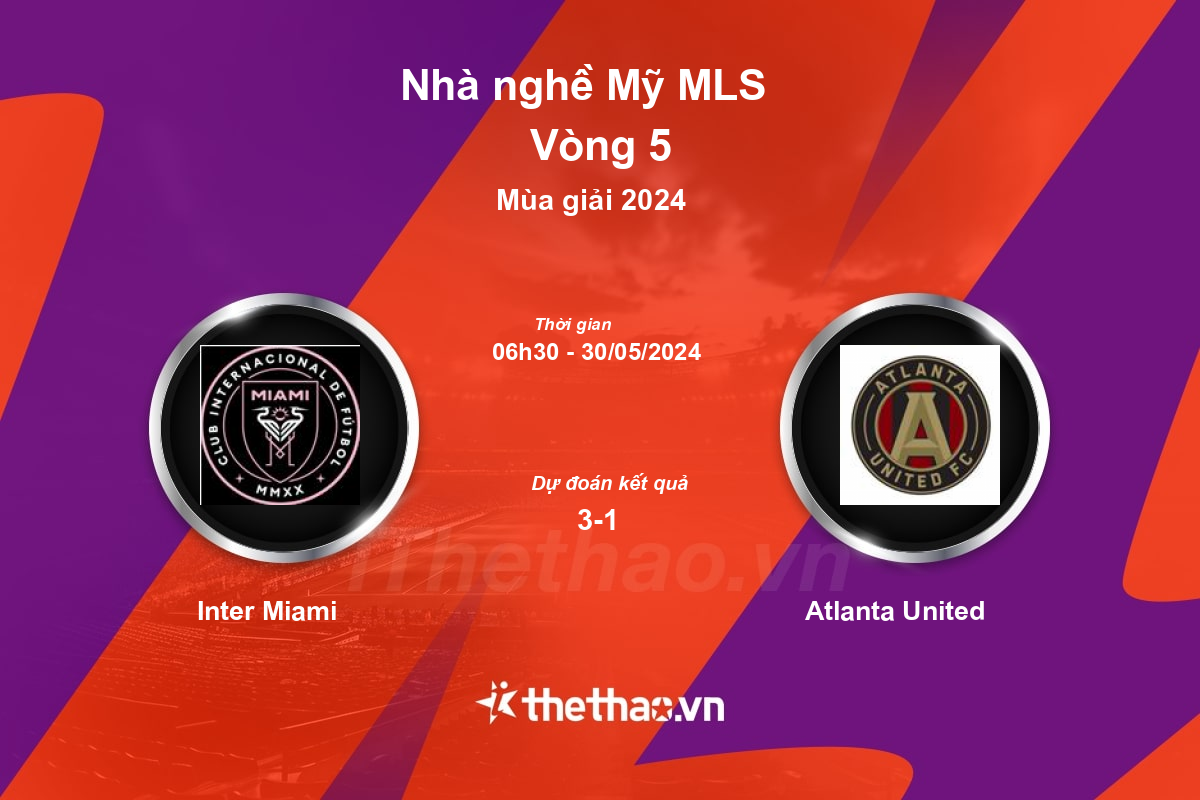 Nhận định, soi kèo Inter Miami vs Atlanta United, 06:30 ngày 30/05/2024 Nhà nghề Mỹ MLS 2024