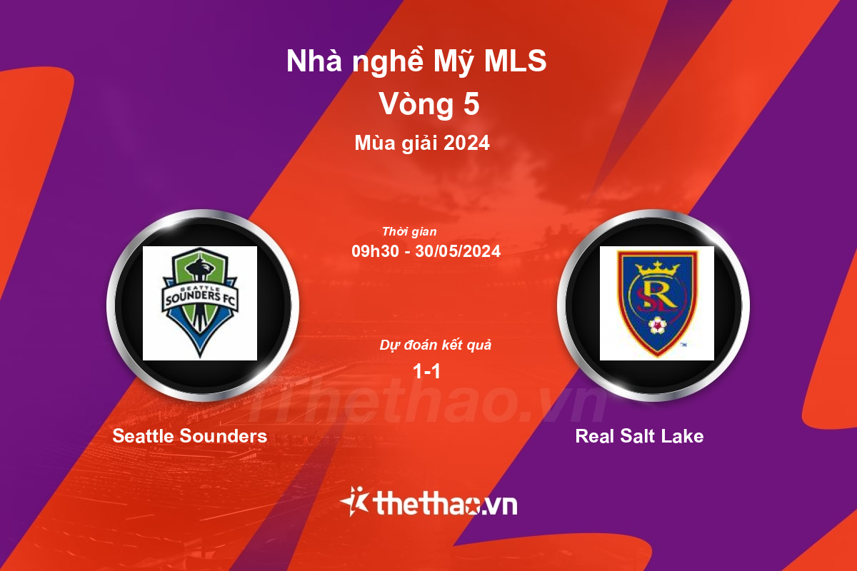 Nhận định, soi kèo Seattle Sounders vs Real Salt Lake, 09:30 ngày 30/05/2024 Nhà nghề Mỹ MLS 2024