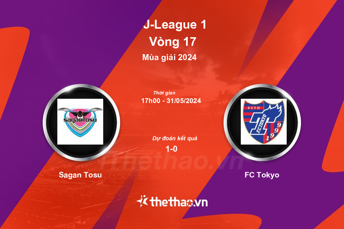 Nhận định, soi kèo Sagan Tosu vs FC Tokyo, 17:00 ngày 31/05/2024 J-League 1 2024