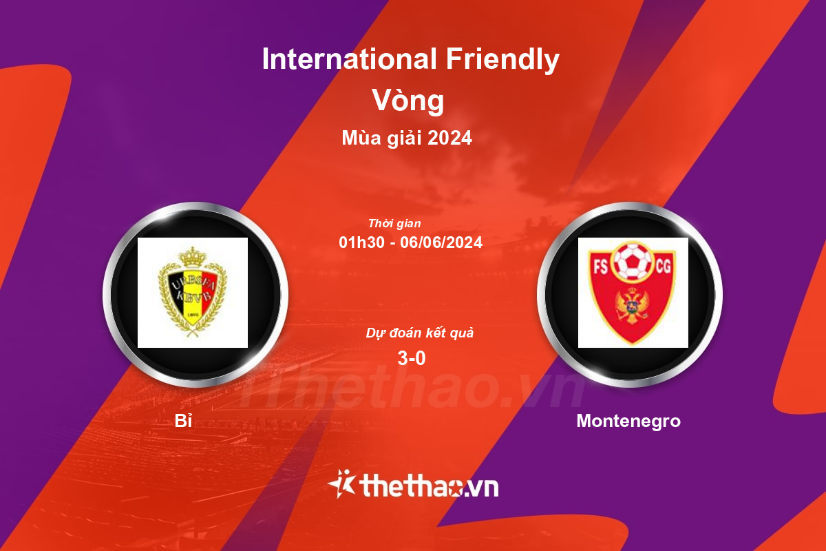 Nhận định, soi kèo Bỉ vs Montenegro, 01:30 ngày 06/06/2024 Giao Hữu ĐTQG 2024