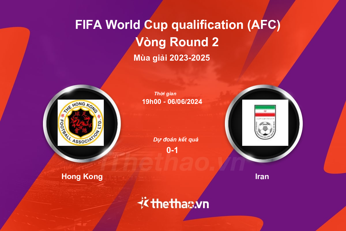 Nhận định, soi kèo Hong Kong vs Iran, 19:00 ngày 06/06/2024 VL World Cup kv châu Á 2023-2025