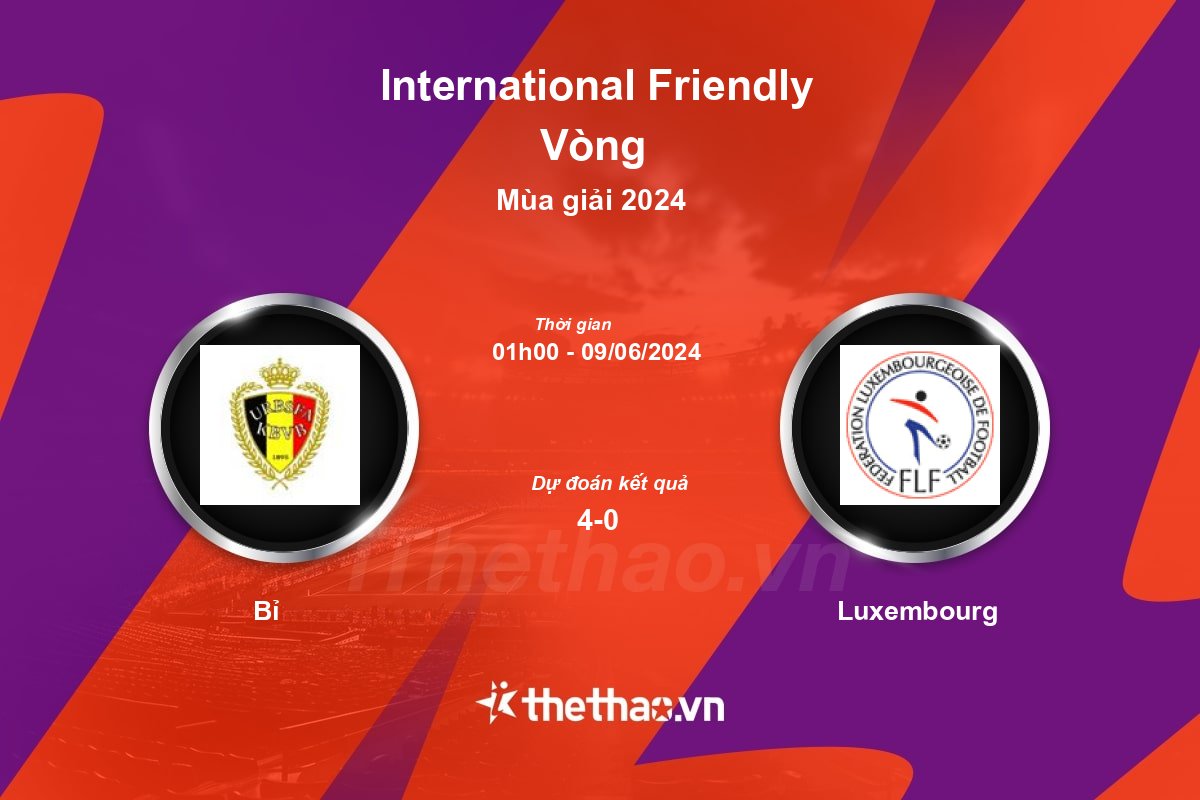 Nhận định, soi kèo Bỉ vs Luxembourg, 01:00 ngày 09/06/2024 Giao Hữu ĐTQG 2024